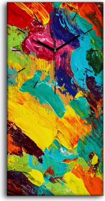 Produktbild von Wohnzimmer-Bild Leinwand Uhr Geräuschlos 30x60 Ölgemälde Abstrakte Kunst - schwarze Hände