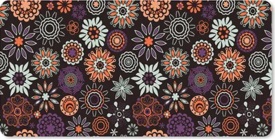 Produktbild von MuchoWow® Schreibtischunterlage Retro - Blumen - Regenbogen - Muster 80x40 cm - XXL Mauspad - Gaming Mauspad