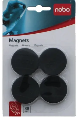 Produktbild von Nobo Haftmagnete rund, 38mm, schwarz (4), Schwarz, 4 Stück(e)