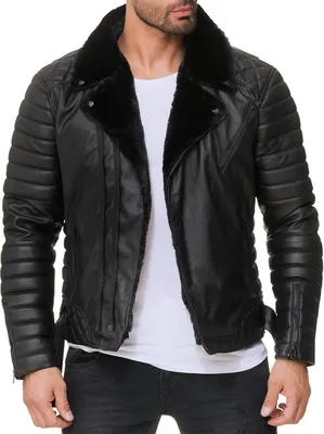 Produktbild von Reichstadt Herren Slim Fit Kunstlederjacke RS008PU Black - Black Zipper XL