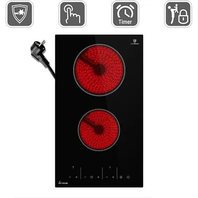 Image de Plaque Electrique 30 cm 3 kW 2 Zones de cuisson 9 niveaux de puissance