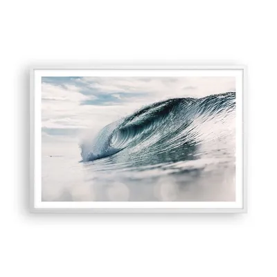 Produktbild von Gerahmtes Poster - Weißer Rahmen - Welle Meer Ozean - 91,5x61 cm - Wand Bild - Wanddeko - Wandbilder - Kunstposter - Wandposter - Bilderrahmen - Bilder - Kunstdruck - Wanddekoration - P2WAA91x61-4516