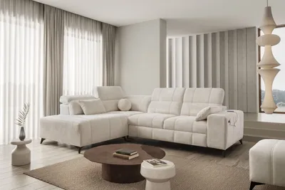 Produktbild von Eckcouch L-Form modern - Ecksofa DAFNE VII Links / Rechts zur Auswahl - Beige, Creme - IM Sofa