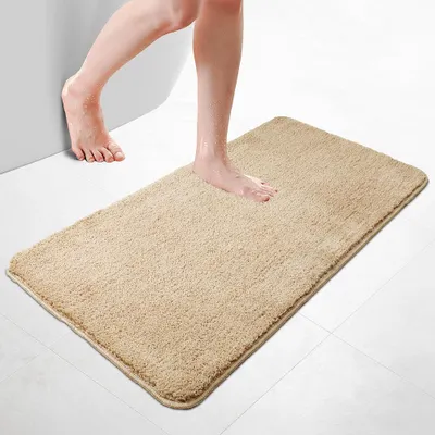 Produktbild von VOUNOT® Badematte Rutschfeste Mikrofaser Badezimmerteppich 60x110cm Beige