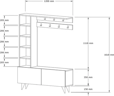 Image de Skye Decor, Bahar, armoires, meuble d'entrée, blanc, 120 x 161,8 x 32 cm