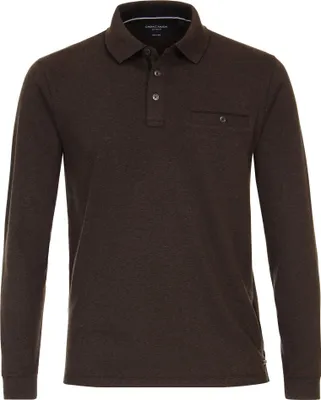 Produktbild von CASAMODA Herren Poloshirt Langarm Polokragen Casual Piqué Braun L