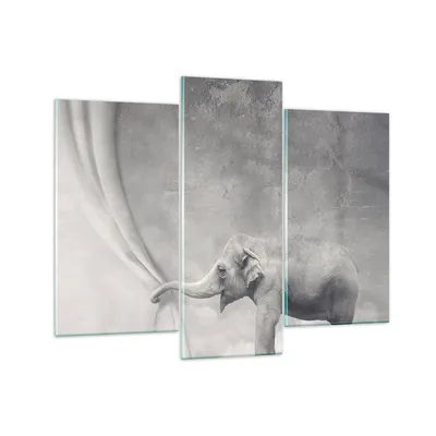 Produktbild von Bilder auf glas - Elefant Vorhang Abstraktion Phantasie - 130x100cm - Glasbilder - Wandbilder - Kunstdruck - Wanddekoration aus Glas - Glas Bilder - Wandbild auf Glas - GCB130x100-3011