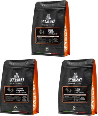 Produktbild von Kafista Packung 3x250g - Kaffeemischungen geröstet in Italien, Fiartrade Kaffeebohnen