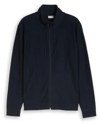 Produktbild von Tom Tailor Leichte, strukturierte Ottoman-Jersey Sweatjacke mit Stehkragen, Taschen vorne und Kordelzug