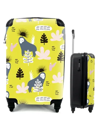 Produktbild von MuchoWow® Koffer Handgepäck Trolley Rollkoffer Kleine Reisekoffer mit 4 Rollen - Dschungel - Affe - Pflanzen - Cabin Size < 55x40x23 cm & 55x40x20 cm - Fotokoffer - Kabinenkoffer - Boardgepäck - Reise-Box - Reisekoffer - Reisegepäck - Koffer mit Bild - Trolley für Kinder