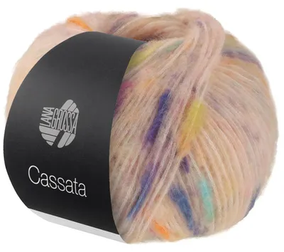 Zdjęcie produktu dla Lana Grossa CASSATA 50 g Włóczka z efektem puszystości z włóknami merynosów 175 m Kolor 001 - brzoskwiniowy/niebieski/żółty/pomarańczowy/liliowy