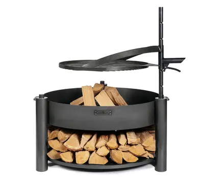 Obrázek produktu pro CookKing ocelová mísa na oheň Montana X 60 Včetně zásobníku na dřevo a příslušenství Černá 60x60x110 cm