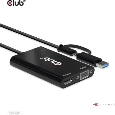 Produktbild von Club3D Adapter USB Typ C/A > HDMI / VGA St/Bu
