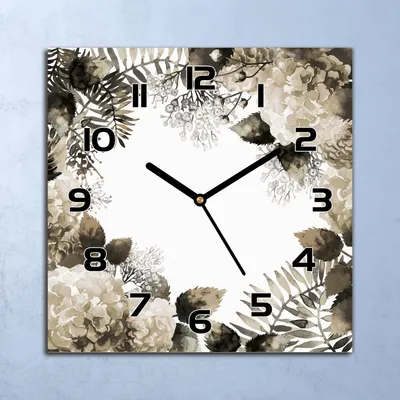 Produktbild von Wanduhr Echt-Glas-Küchenuhr Hortensienblüten Quarz Lautlos 30x30 Deko Bilder