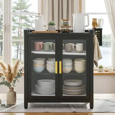Image de Étagère de rangement à plusieurs niveaux pour assiettes et bols, avec compartiment à couverts