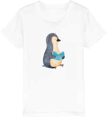 Produktbild von Mr. & Mrs. Panda Kleinkinder T-Shirt Pinguin Buch 3-4 Jahre (98/104) - Weiß - Geschenk, Entspannen, Kinder Kurzarm, Nichtstun, Öko, Ausruhen, Kindershirt, Urlaub, Jungen