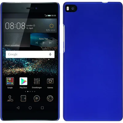 Produktbild von PhoneNatic Case kompatibel mit Huawei P8 - Hülle blau gummiert Hard-case + 2 Schutzfolien