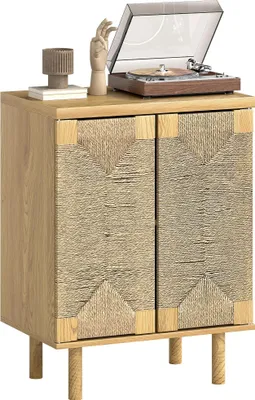 Obrázek produktu pro Boho Sideboard - Příborník/kuchyňská skříňka se 2 dvířky - Nastavitelná police - Push-to-Open - Melamin - 60×40×78 cm - Tmavě khaki