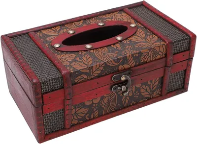 Image de Boîte de mouchoirs vintage en bois, design classique, grande capacité, idéale pour la maison et le bureau