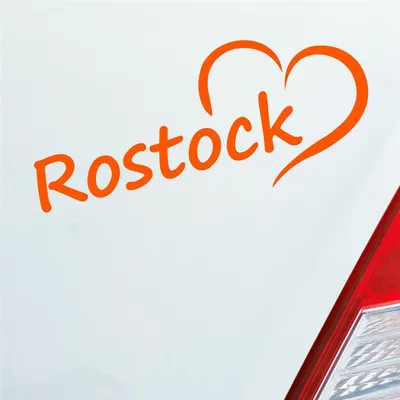 Produktbild von Auto Aufkleber Rostock Herz Stadt City Love Liebe Heimat 18,5x8 cm Orange Sticker Heckscheibenaufkleber