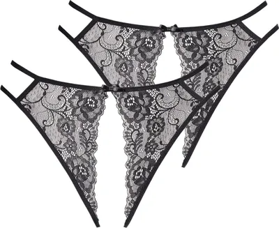 Produktbild von Petite fleur gold Slip-Ouvert aus floraler Spitze 2xschwarz Größe 36/38