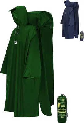 Produktbild von Regenponcho für Wanderungen mit Rucksack, Regenschutz für Damen und Herren, atmungsaktiv, mit Sturmkapuze, extra langer Wanderponcho mit verstellbarer Länge