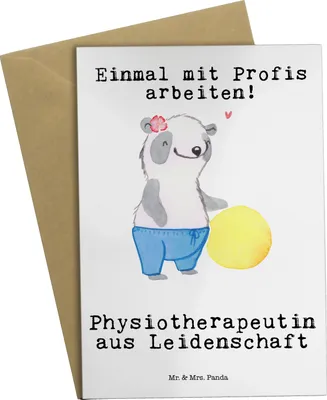 Produktbild von Mr. & Mrs. Panda Grußkarte Physiotherapeutin Leidenschaft - Weiß - Geschenk, einladungskarten, glückwunschkarten, hochzeitskarten, Klappkarte, genesungskarte