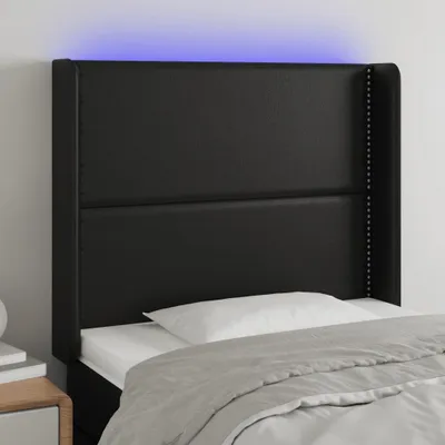 Produktbild von The Living Store LED Kopfteil Schwarz 93x16x118/128 cm Kunstleder