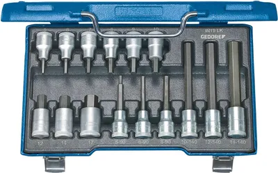 Immagine prodotto di Gedore 6129360 Innen-Sechskant Steckschlüssel-Bit-Einsatz-Set 15teilig 1/2 (12.5 mm)