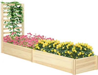 Image de Outsunny Jardinière avec treillis carré potager en bois 230 x 60 x 110 cm effet bois naturel