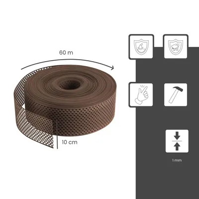 Produktbild von Lüftungsband PVC Rolle Traufgitter 100 mm x 60 m Braun
