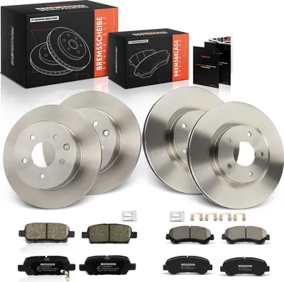 Obrázek produktu pro Frankberg 4x brzdové kotouče 8x brzdové destičky přední náprava zadní náprava pro Nissan X-Trail T31 2.0L 2.5L 2007-2013