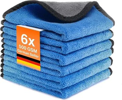 Produktbild von Kemes Mikrofasertücher Auto 6 Stück 500 GSM Poliertuch Lackpflege - extrem saugstark und schonend weich für die Pflege von Auto und Motorrad