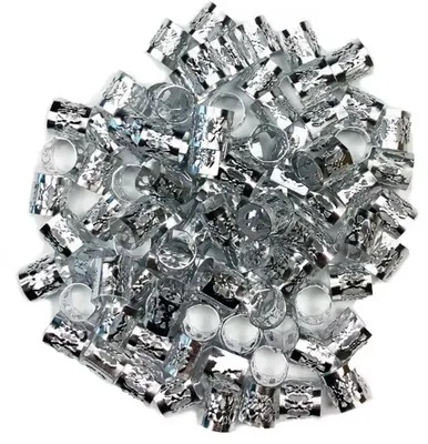Productafbeelding van Haarspelden – Aluminium haarspangen – Parels – Parels voor vlechtjes – Haarringen – Haaraccessoires – zilverkleurig – Verlengkralen – 25 stuks – Rasta haaraccessoires – CHPN