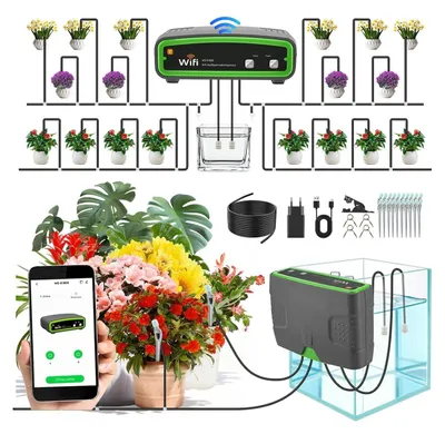 Bewässerungssystem mit Doppelpumpe, App & Timer, für 20–30 Pflanzen