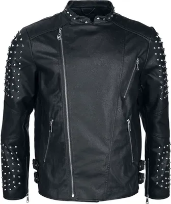 Produktbild von Rock Rebel by EMP Herren schwarze Kunstlederjacke mit Spitznieten besetzt L