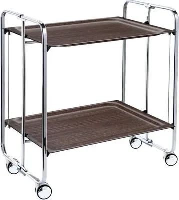 Produktbild von DON HIERRO - Klappbarer Servierwagen BAUHAUS mit Rollen – Metallgestell verchromt, 2 Ebenen, 4 Positionen
