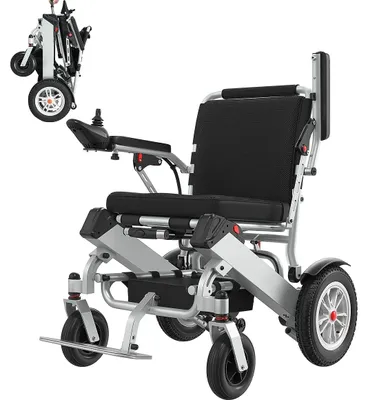 Produktbild von Elektrischer Rollstuhl für Erwachsene - Faltbar - Geländetauglich - Motorisiert - 26 kg - Maximale Belastung 120 kg - Silber