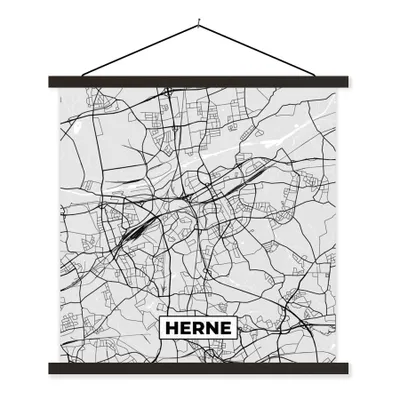 Produktbild von MuchoWow® Textilposter Karte - Stadtplan - Deutschland - Herne 120x120 cm mit schwarzem Rahmen - Aufhängungsset