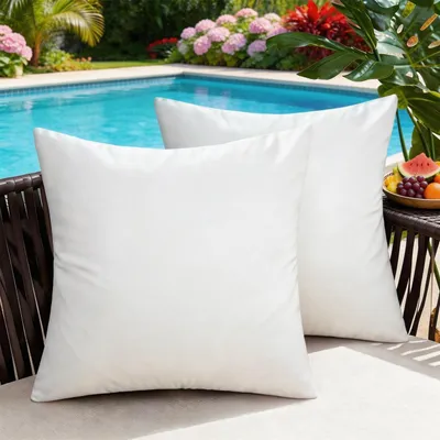 Obrázok produktu pre Poťahy na vankúše 40x40 cm, biele, vodeodolné, vonkajšie, polyester, 2 kusy