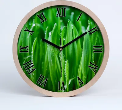 Produktbild von Holzuhr 30fi cm wanduhr - schwarze Spitzen - Gras