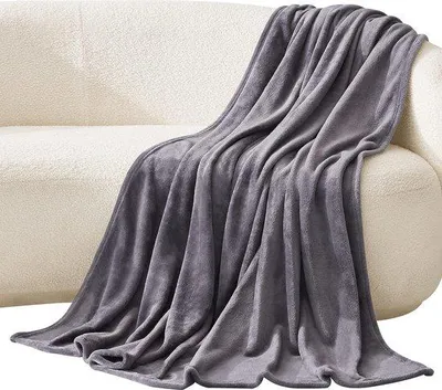 Immagine prodotto di Uniqoos® Coperta avvolgente – soffice coperta da divano in pile e flanella, 100% poliestere di alta qualità, grigia, 230 x 230 cm