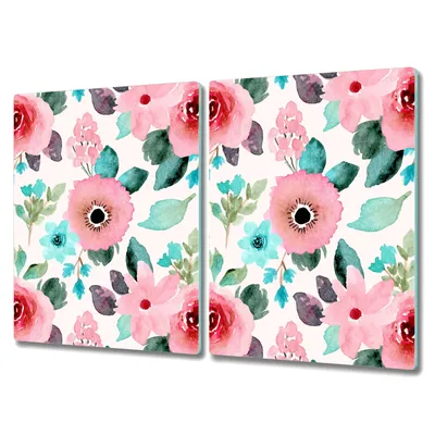 Produktbild von Coloray Küchenbrett Kochplattenabdeckung Hackbrett Schneidebrett Herdabdeckplatte 2x40x52 cm - Blumen Pflanzen