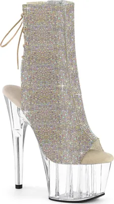 Produktbild von Pleaser ADORE-1018C-RS Plateau Stiefeletten Glitzer Silber EU 38