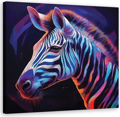Produktbild von Leinwandbild Bunt Tiere Zebras 40x40 Feeby Bunt bild für die wand bereit zum aufhängen