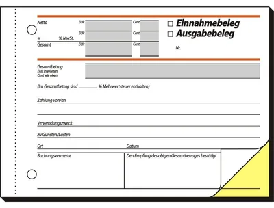 Produktbild von SIGEL SD026 Ausgabe-/Einnahmebelege, 1. und 2. Blatt bedruckt, mit Sicherheitsdruck, A6 q, selbstdurchschreibend, 2 x 40 Blatt