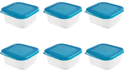 Produktbild von 6er Set Lebensmittelgläser Blaue Box 0, 8l - quadratisch 139 x 139 x 66 mm