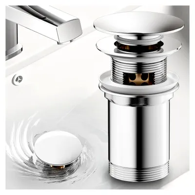 Produktbild von Waschbecken Ablaufgarnitur G11/4, Messing, Pop Up Ventil mit Überlauf