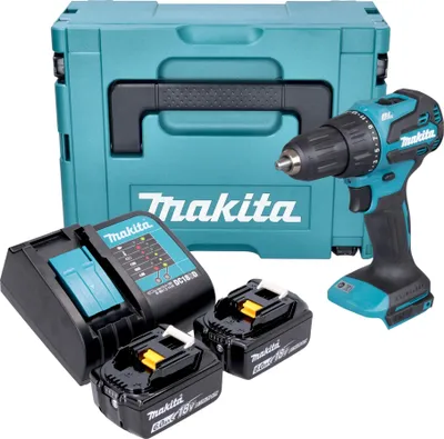 Zdjęcie produktu dla Akumulatorowa wiertarko-wkrętarka udarowa Makita DHP 490 SGJ 18 V 65 Nm bezszczotkowa + 2x akumulator 6,0 Ah + ładowarka + Makpac