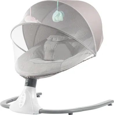 Obrázek produktu pro Houpací síť pro miminka – Elektrická houpací síť pro miminka – 4 úhly houpání – Dálkové ovládání – USB 5 V – 0–18 měsíců – do 18 kg – Šedá